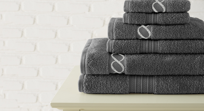 JEWEL TONE EMBROIDERED TOWEL GRAY